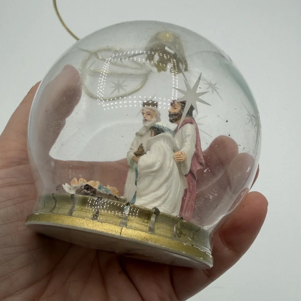 House of Lloyd 1994‎ Nativity Scene Christmas Ornament Clear Glass Star Etched